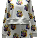 Queen of Sparkles - White with Rainbow Crowned Tigers Shorts - Boutique Bella Bella