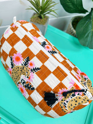 Quilted Makeup Bag | Travel Cosmetic Toiletry Bag | Jaguars - Boutique Bella BellaToiletry Bag