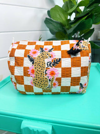 Quilted Makeup Bag | Travel Cosmetic Toiletry Bag | Jaguars - Boutique Bella BellaToiletry Bag