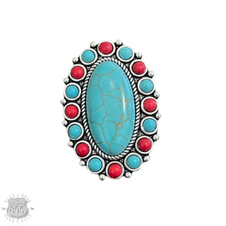 Two tone oval stone ring