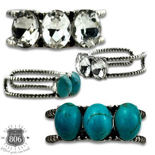 Stone oval bead ring