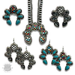 Checkerboard naja style earring