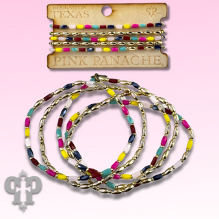Multi-color and gold bead bracelet set - LC