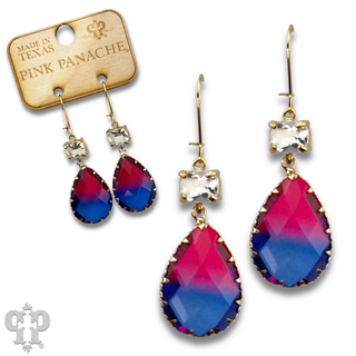 Ombre multi-color rhinestone teardrop earring, last call