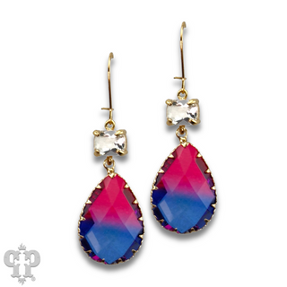 Ombre multi-color rhinestone teardrop earring, last call