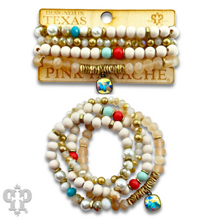 Multi-color and white bracelet set, Austrian crystal - LC
