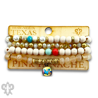 Multi-color and white bracelet set, Austrian crystal - LC