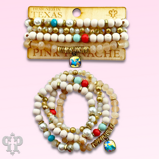 Multi-color and white bracelet set, Austrian crystal - LC