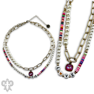LOVE word multi-color necklace, Austrian crystal - LC
