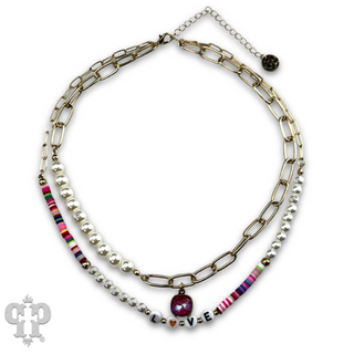 LOVE word multi-color necklace, Austrian crystal - LC