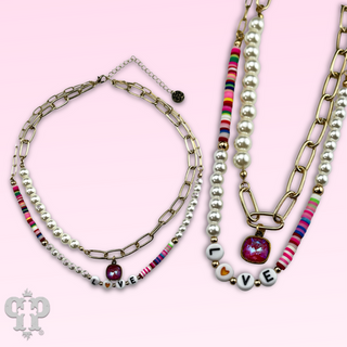 LOVE word multi-color necklace, Austrian crystal - LC