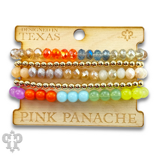 Light multi-color and gold bead bracelet set - LC