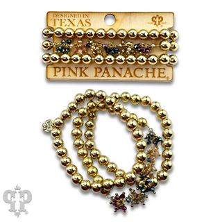 Gold and multi-color bead bracelet set - LC