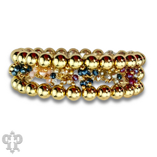 Gold and multi-color bead bracelet set - LC