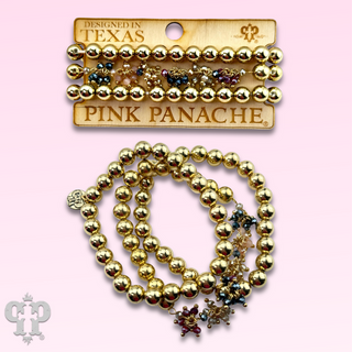 Gold and multi-color bead bracelet set - LC