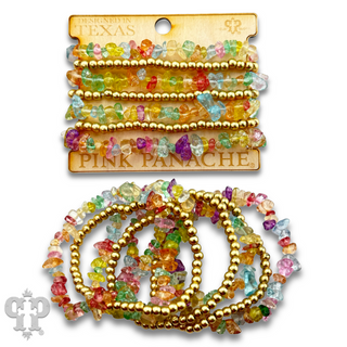 Seven strand multi-color quartz bead bracelet set - LC