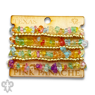 Seven strand multi-color quartz bead bracelet set - LC