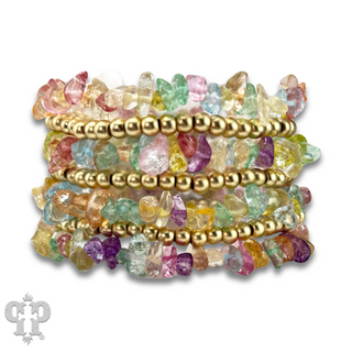 Seven strand multi-color quartz bead bracelet set - LC