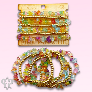 Seven strand multi-color quartz bead bracelet set - LC