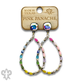Multi-color bead teardrop earring, Austrian crystal - LC