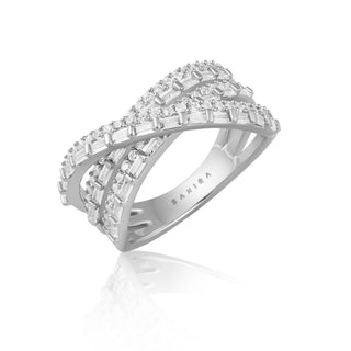 Rachel Criss-Cross Pave Ring - Boutique Bella BellaRing
