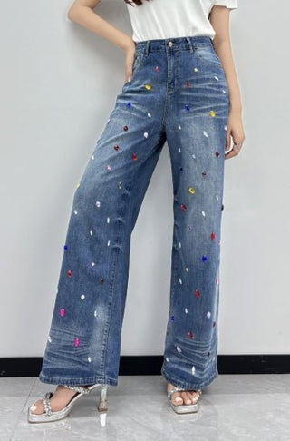 Radiant Gem Wide Leg Jeans - Boutique Bella BellaJeans