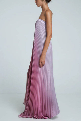 Radiant Sunset Ombre Pleated Gown - Boutique Bella BellaDress