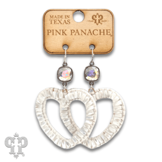 Raffia and bead heart earring, Austrian crystal - Boutique Bella BellaEarrings