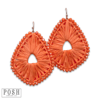 Raffia and bead wrapped teardrop earring, last call - Boutique Bella BellaEarrings