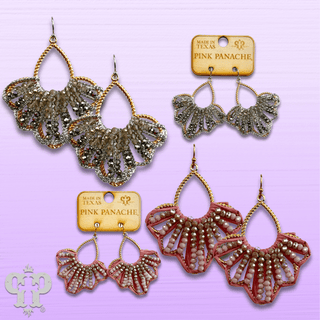 Raffia and faceted bead teardrop earring - LC - Boutique Bella BellaEarrings