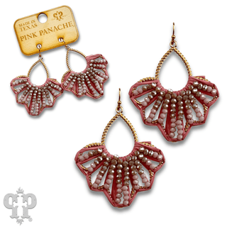 Raffia and faceted bead teardrop earring - LC - Boutique Bella BellaEarrings