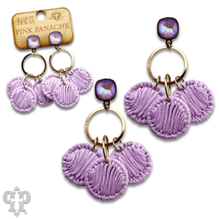 Raffia disc circle earring with Austrian crystal - Boutique Bella BellaEarrings