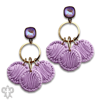 Raffia disc circle earring with Austrian crystal - Boutique Bella BellaEarrings