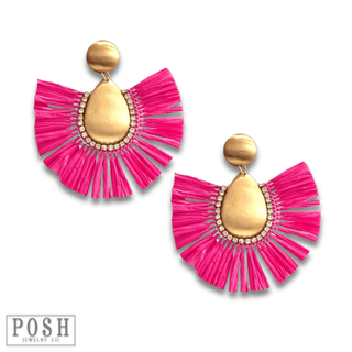 Raffia fan earring - LC - Boutique Bella BellaEarrings