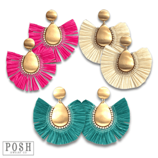 Raffia fan earring - LC - Boutique Bella BellaEarrings