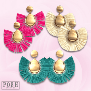Raffia fan earring - LC - Boutique Bella BellaEarrings