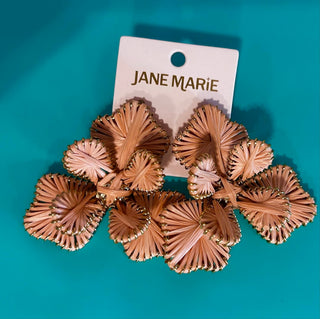 Raffia Flower Earrings - Boutique Bella BellaEarrings