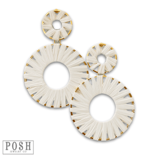 Raffia wrapped circle earring, last call - Boutique Bella BellaEarrings