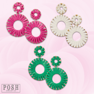 Raffia wrapped circle earring, last call - Boutique Bella BellaEarrings