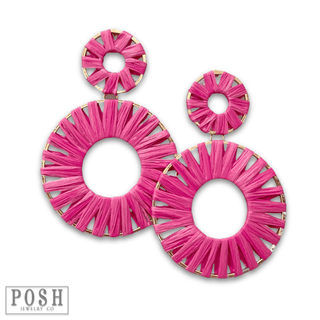 Raffia wrapped circle earring, last call - Boutique Bella BellaEarrings