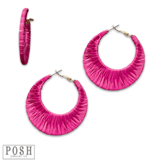 Raffia wrapped hoop earring, last call - Boutique Bella BellaEarrings