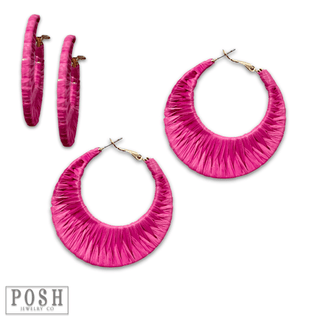 Raffia wrapped hoop earring, last call - Boutique Bella BellaEarrings