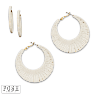 Raffia wrapped hoop earring, last call - Boutique Bella BellaEarrings