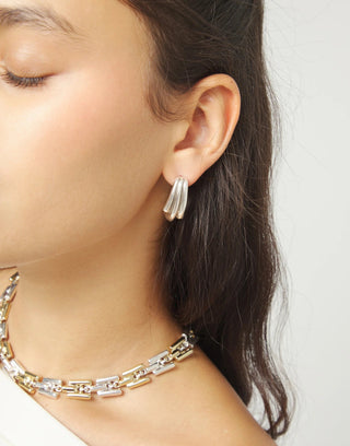 Raices Silver - Stud earrings with elongated organic shapes - Boutique Bella BellaUno de 50 - Earrings