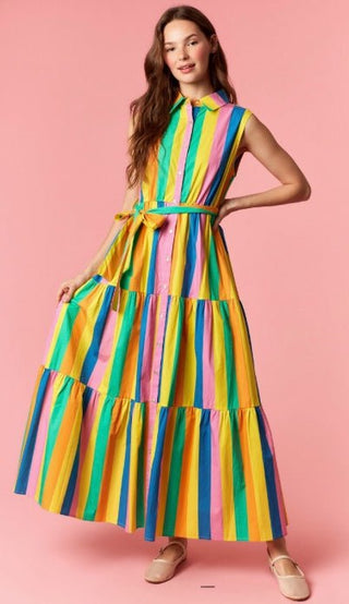 Rainbow Breeze Tiered Maxi Dress - Boutique Bella BellaDress
