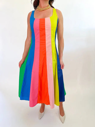 Rainbow Colorblock Midi Dress - Boutique Bella BellaDress