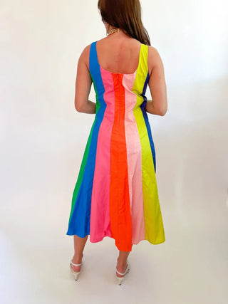 Rainbow Colorblock Midi Dress - Multi / M Rainbow Colorblock Midi Dress - Multi / M