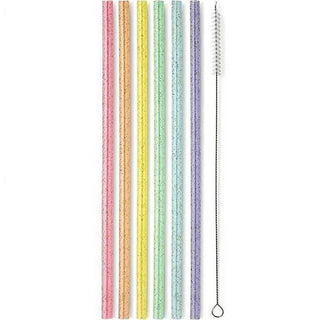 Rainbow Glitter Reusable Straw Set - Boutique Bella Bellastraws