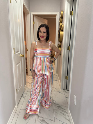 Rainbow Stripe Tiered Cami Top - Boutique Bella BellaTop