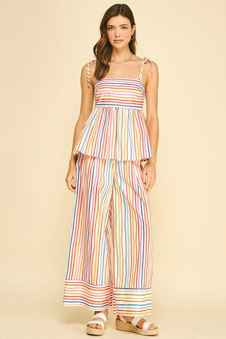 Rainbow Stripe Wide Leg Pants - Boutique Bella BellaPants